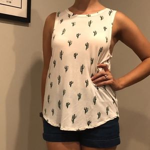 White Cacti Tank Top
